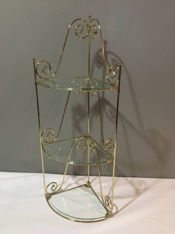 Glass bronze 3 tier shelf