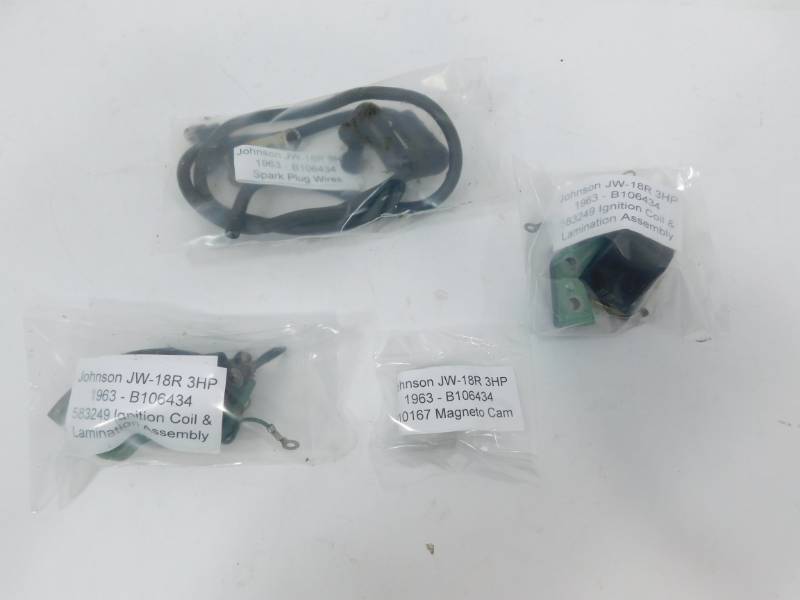 1963 (3HP) Johnson Motor Spark Plug Wires-Magneto Cam-Ignition Coil & Lamination Assembly