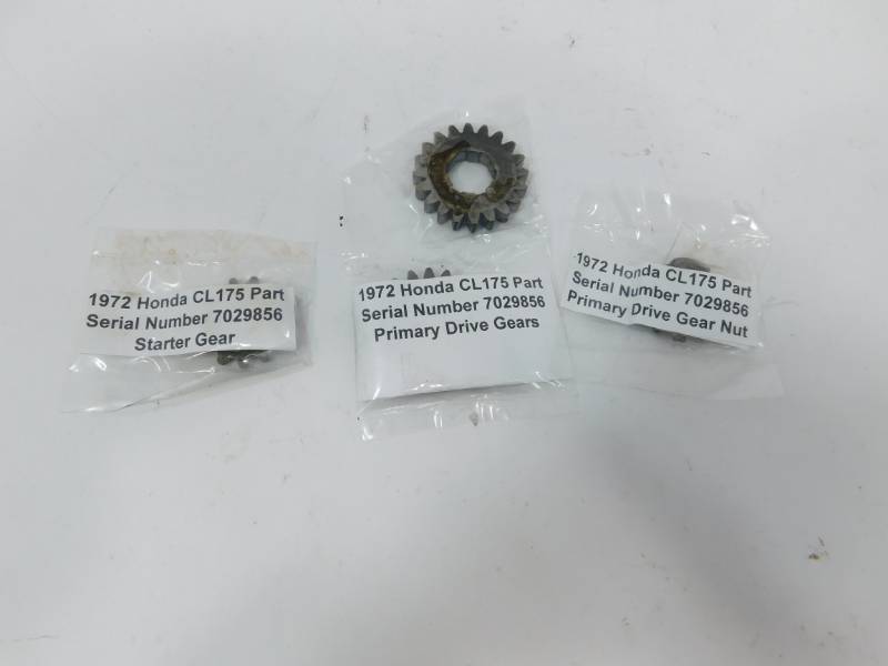 1972 Honda CL175 Part Primary Drive Gear Nut & Starter Gear & Primary Drive Gears