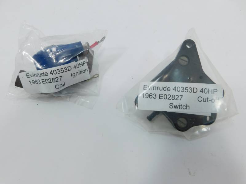 1963 Evinrude 40353D (40HP) Boat Motor Part--Ignition Coil & Cut-off Switch