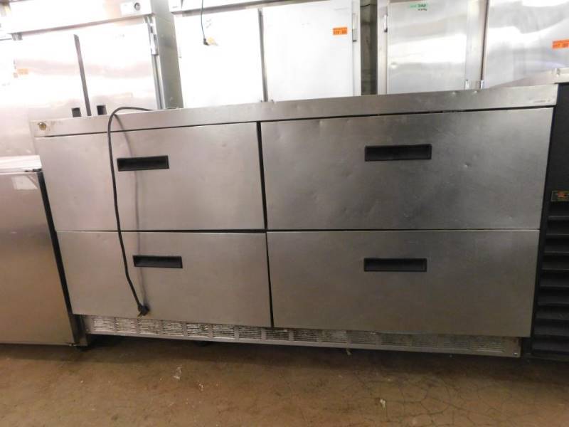 lot 23 image: Four Drawer Stainless Steel Refrigerator, 64x32x39TRuns Cools