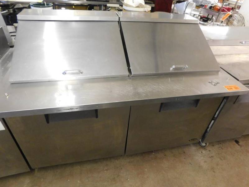 lot 28 image: True Stainless Steel Refrigerator Prep Table Model- TSSU-60-24M-B-ST -1Runs Cools