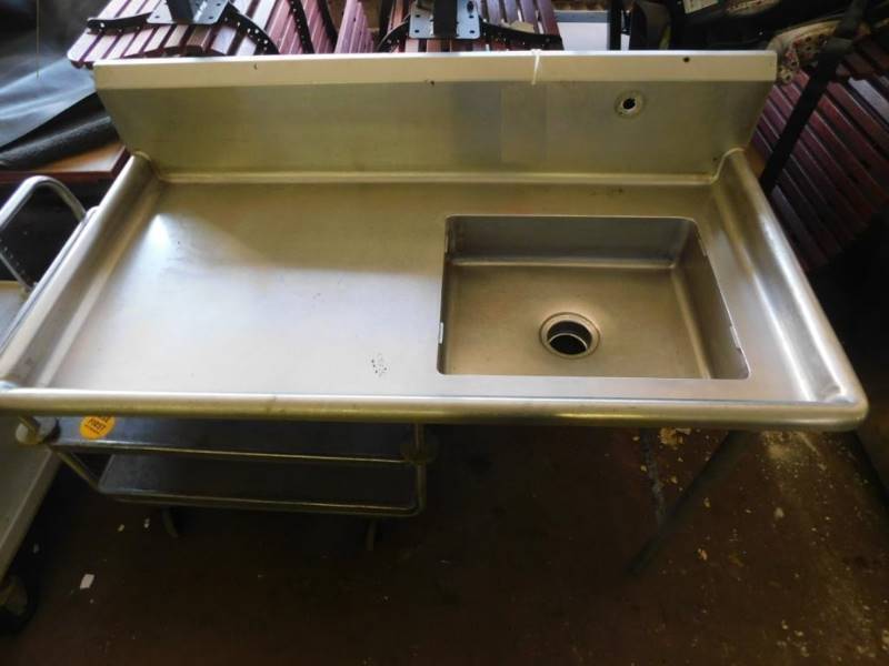 lot 72 image: Stainless Steel Sink-  52x27x47Tallwith Faucette