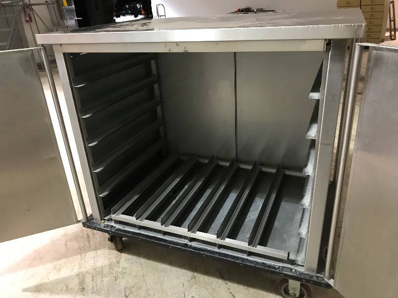 lot 55 image: Dinex, stainless steel cabinet, 51x33.5x49H, inner bottom drains, on casters