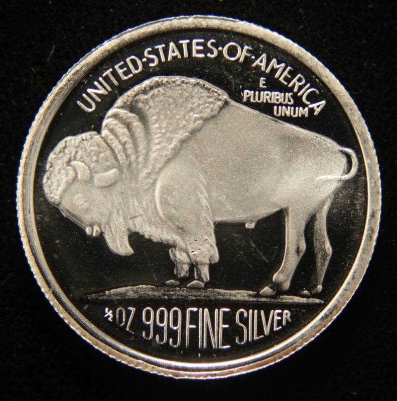 lot 07 image: 12 TROY OZ .999 FINE SILVER INDIAN BUFFALO ROUND