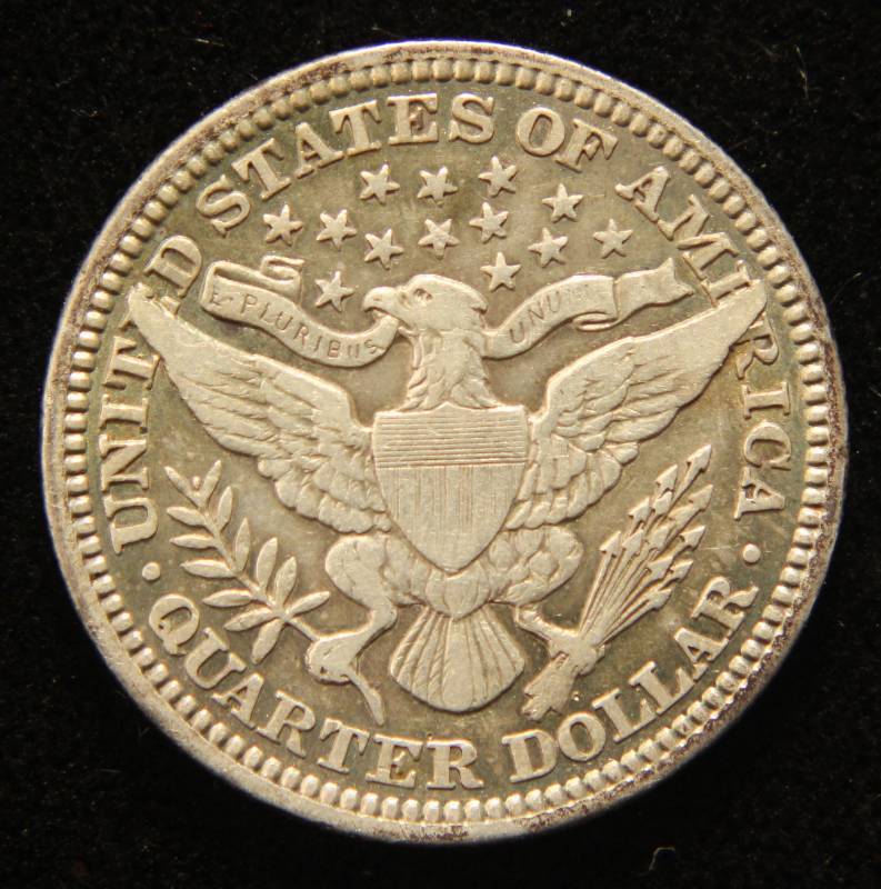 lot 15 image: 1912 BARBER SILVER QUARTER FULL LIBERTY VF