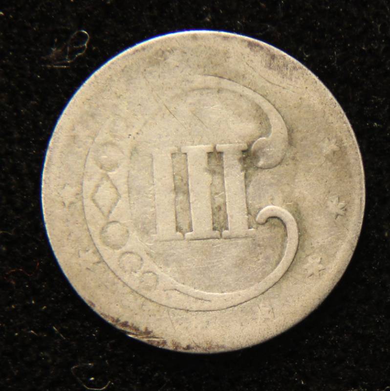 lot 23 image: 1852 THREE CENT SILVER TRIME
