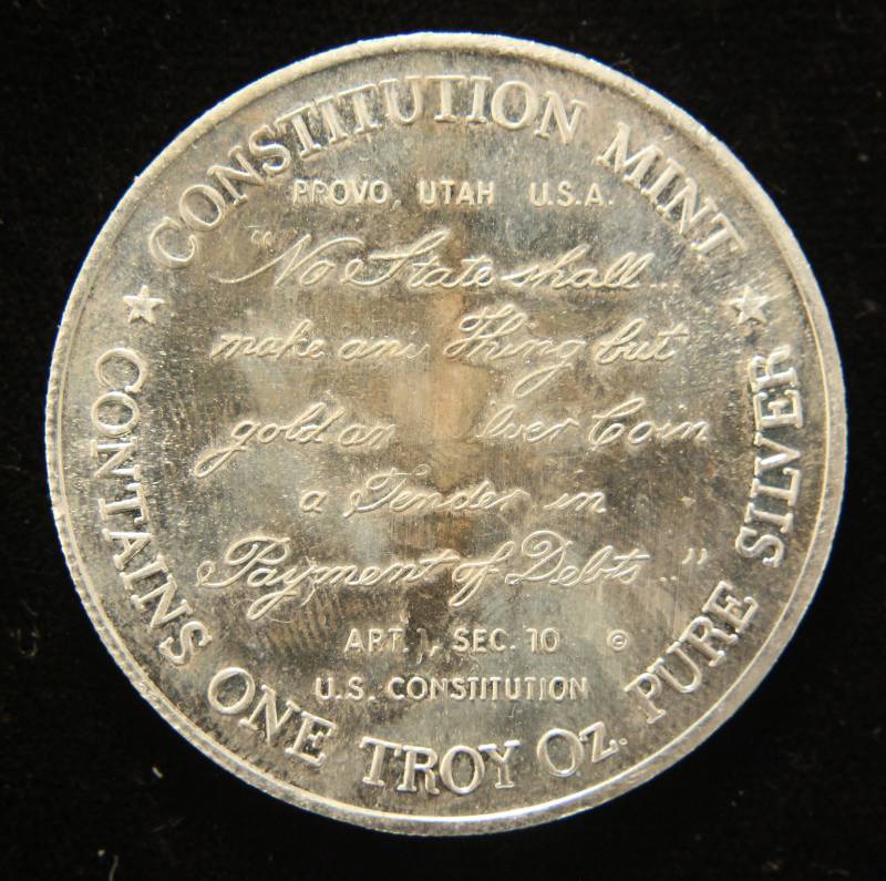 lot 68 image: 1 TROY OZ. .999 FINE SILVER CONSTITUTION NO STATE SHALL