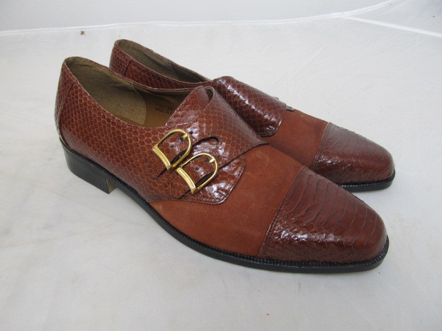 lot 48 image: Brand New GIORGIO BRUTINI Genuine Snake Skin Mens Designer Shoes - Brown - 10 12