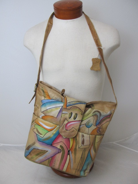 lot 35 image: Sam Sam Genuine Leather Hand Painted Satchel
