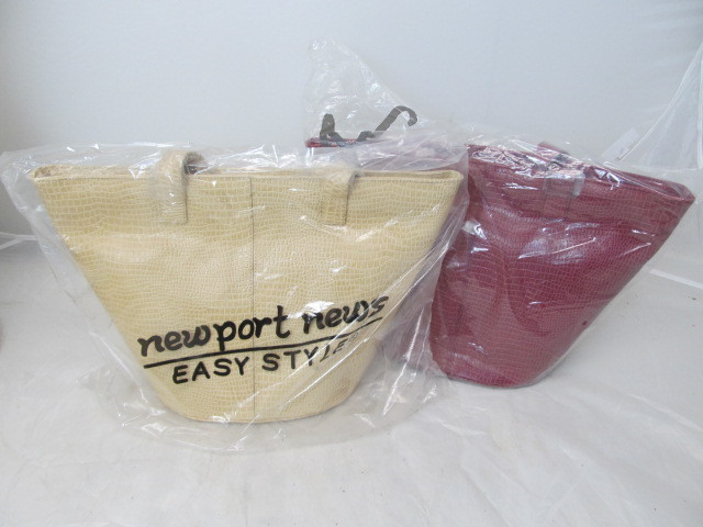 lot 38 image: Brand New NEWPORT NEWS Genuine Leather Trapezoid Alligator Design Purses - Sesame & Henna