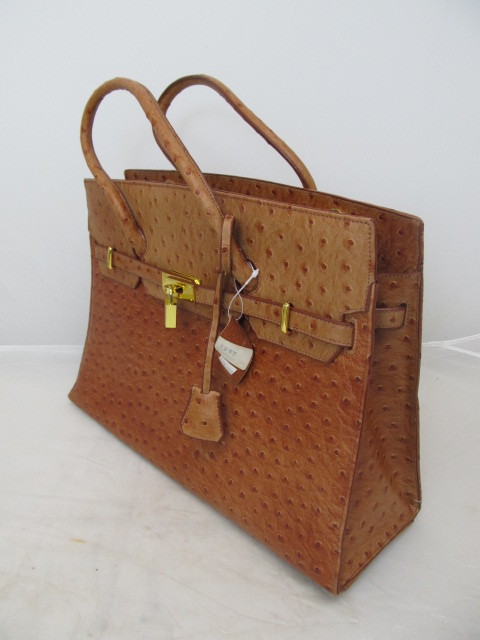lot 10 image: Womens Fashion Hand Bag - Brown w Faux Ostrich Leather