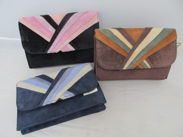 lot 11 image: Group of 3 Clutch Design Purses by Chadwicks - Pink, Blue, Brown Suede
