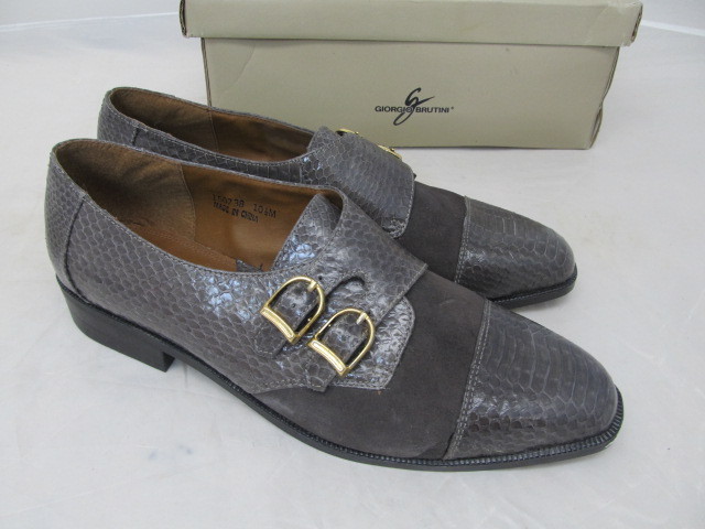 lot 51 image: Brand New GIORGIO BRUTINI Genuine Snake Skin Mens Designer Shoes - Gray - 10 12