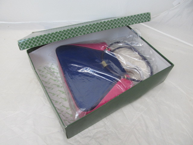 lot 67 image: J RENEE Designer Handbag - Blue & Pink w Loop Handle