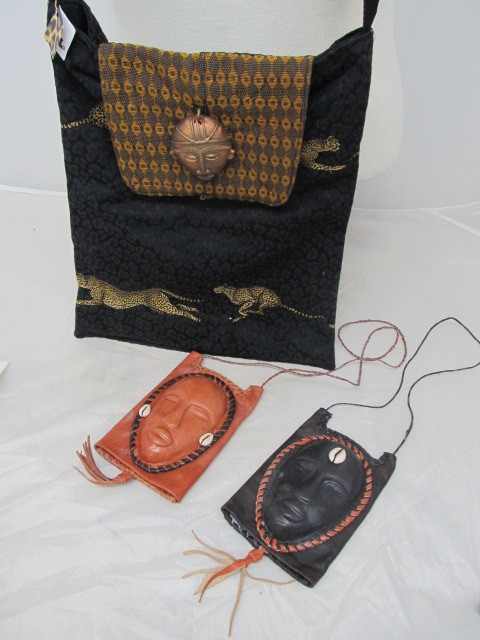 lot 73 image: Ethnic Handmade Leather Handbags & Handmade Ethnic Tote Signed by Maker