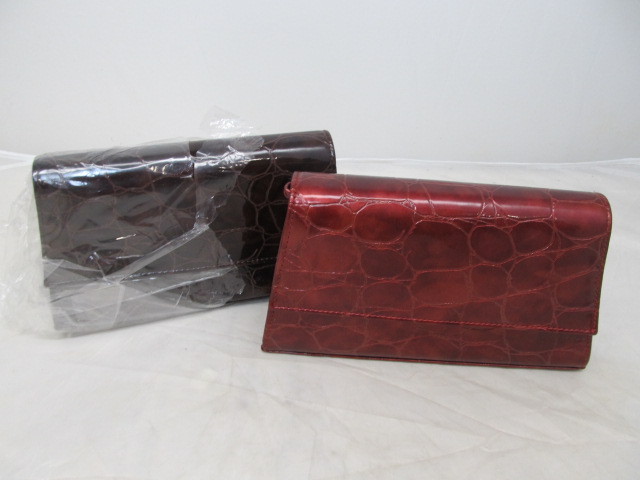 lot 81 image: Set of 2 AMANDA Cluth Purses - Burgundy & Brown