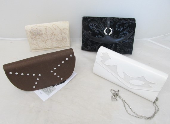 lot 89 image: Lot of 4 Evening Clutch Purses - Manzo & Franco, Nytlites, Ashro, Sundays by Nubiano