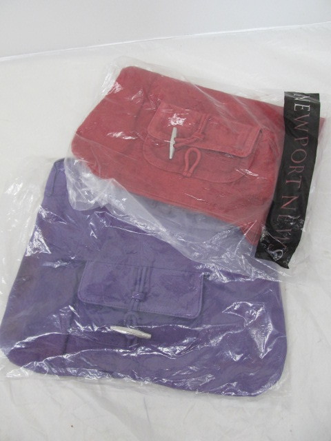lot 90 image: Brand New Newport News Leather Tote Purses - Dark Red & Deep Violet