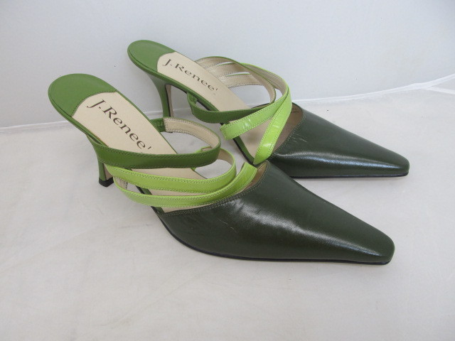 lot 96 image: J RENEE Leather High Heel Slip On Shoes w Pointy Toe - Size 10.5M