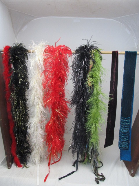 lot 117 image: Lot of Womens Evening Feather Scarves & Sequence Velvety Sashes