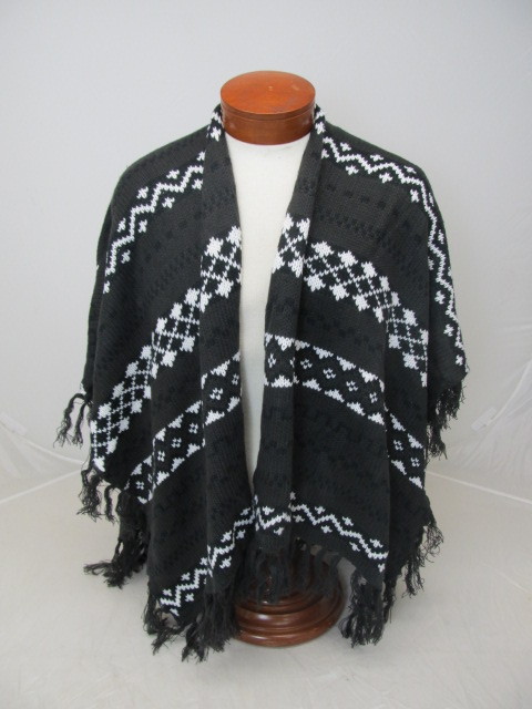 lot 132 image: NICE Nordic Isle Ruana w Fringe- Brand New
