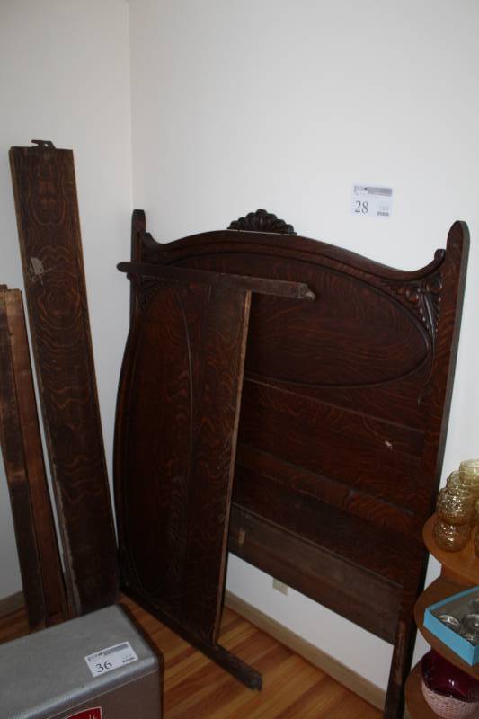 lot 28 image: Full Size Rolling Wood Bed Frame