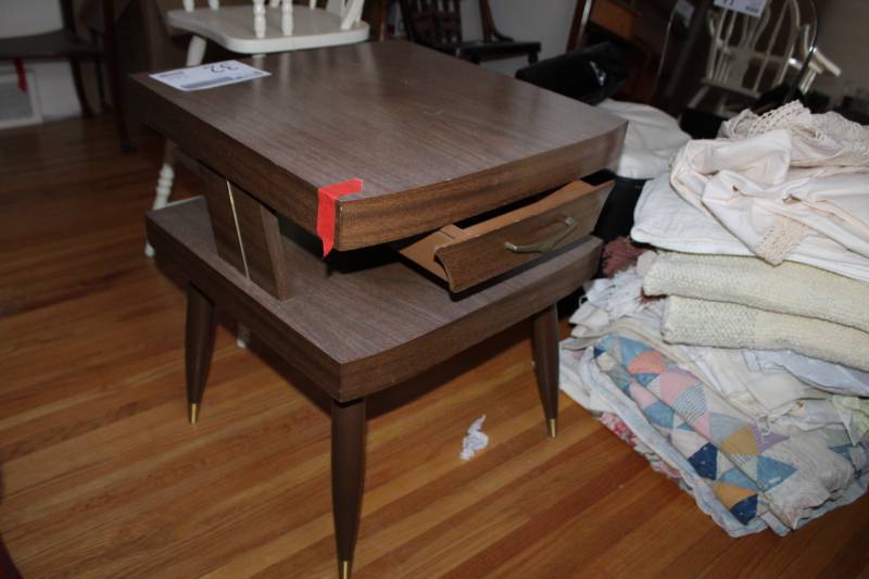 lot 32 image: 2-Tier Side Table with Single Drawer