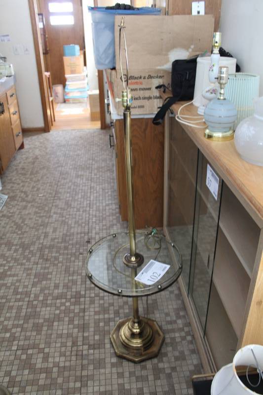 lot 102 image: Table Lamp Glass-Top Table