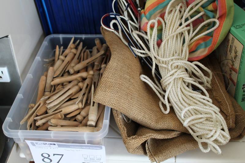 lot 87 image: Clothes Line, Wood Clothes Pins
