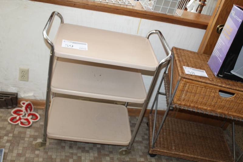 lot 59 image: Metal 3-Tier Rolling Utility Cart