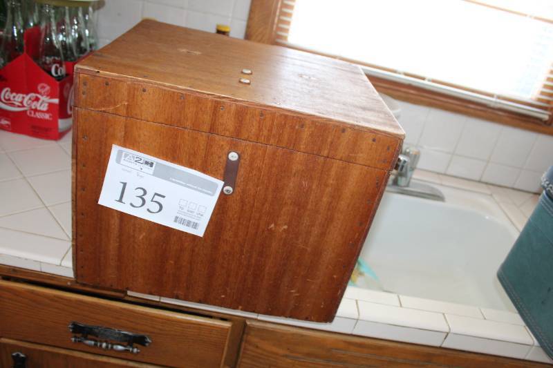 lot 135 image: Wood Box with Hinged Lid
