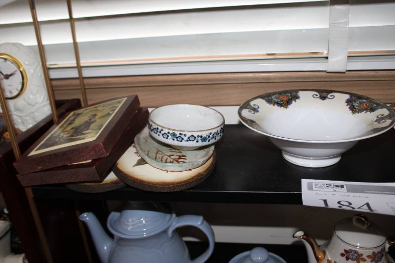lot 184 image: Decorative Ceramic Bowls, Wood Floral Decor Heritage Plaques 153, Table Dcor