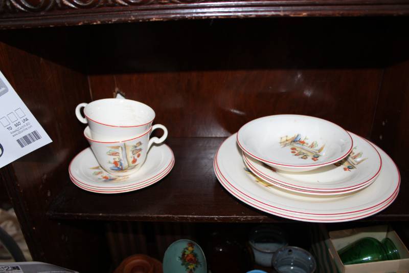 lot 173 image: Edwin M. Knowles Semi-Vitreous China Plates, Saucers, Cups