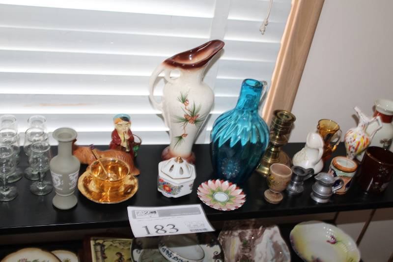 lot 183 image: Stemware, Cups, Vases, Gold Cup with Saucer and Spoon, Table Dcor