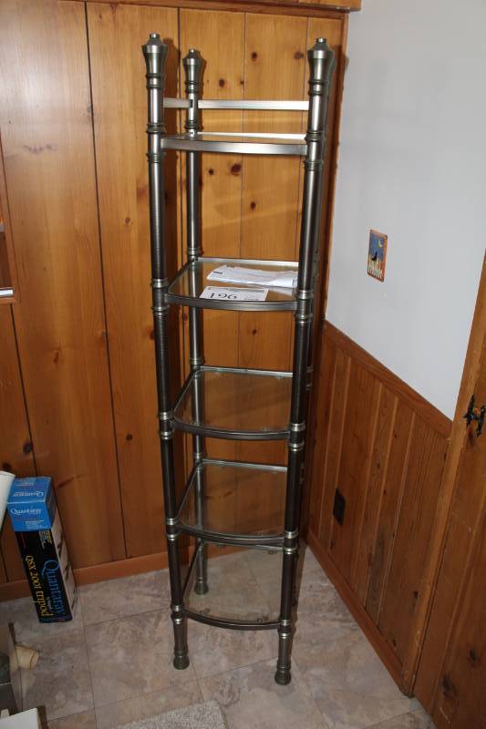 lot 196 image: Glass-Shelf 5-Tier Metal Display Shelf