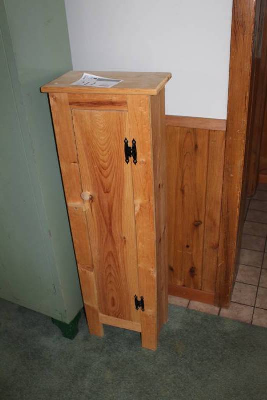 lot 211 image: Wood 3-Shelf Storage Cabinet