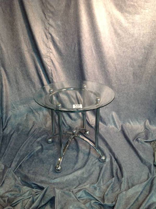 lot 230 image: Chrome Glass Table