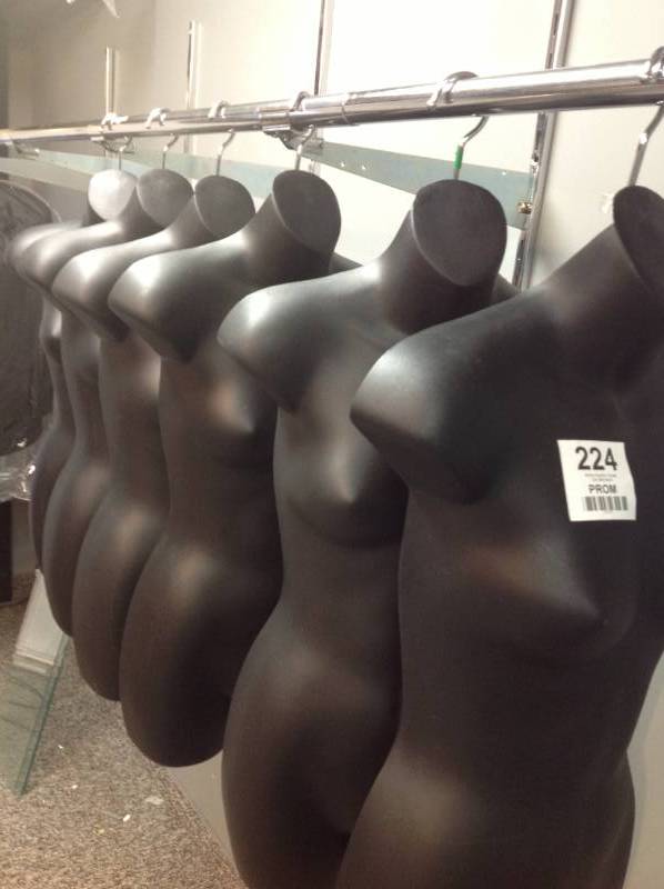 lot 225 image: Six Black Heavy Duty Hanging Molded Forms With Chrome Hooks