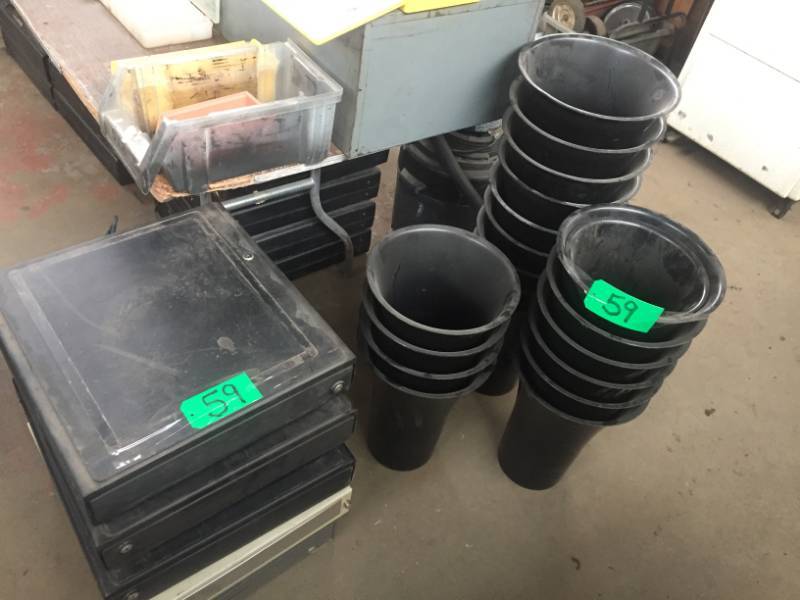 lot 59 image: Flower Holders (pails) Nineteen, & Cash Drawers Five