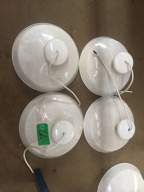lot 66 image: Lot of 4 White (Vintage Style) Hanging Light Fixture