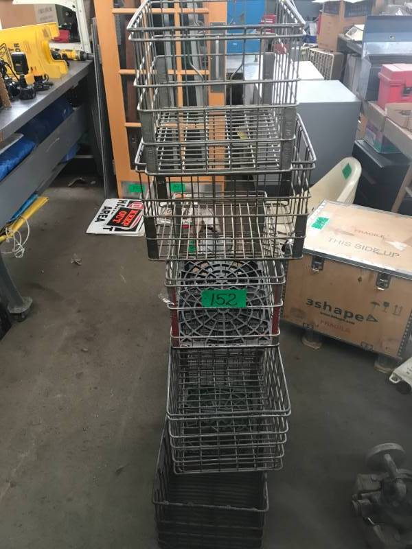 lot 152 image: Six Old Fashioned Wire Milk Crates