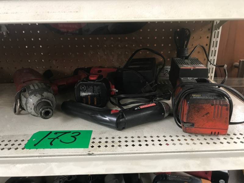 lot 173 image: Three Chargers, Three Drill Guns Cordless
