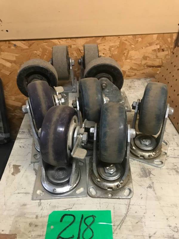lot 218 image: Nine heavy duty Caster Wheels