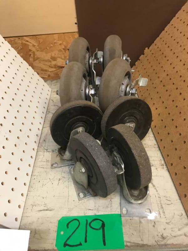 lot 219 image: Eight heavy duty Caster Wheels