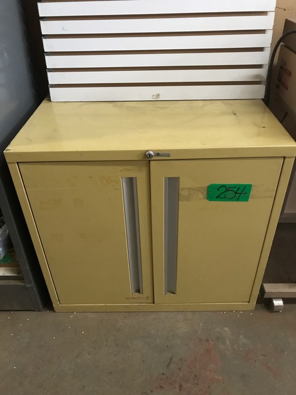 lot 254 image: Two door heavy duty cabinet with slide in doors