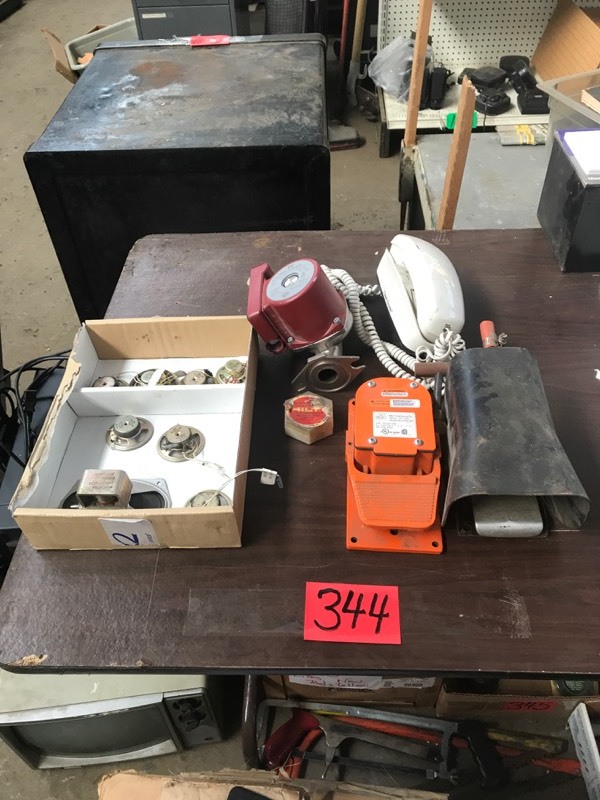 lot 344 image: Foot Controls (2) etc, Box of new nylon rope (over one thousand feet)