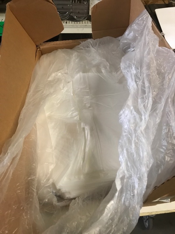 lot 241 image: Case of heavy duty clear plastic bags  trash can liners 20 x 15 x 26