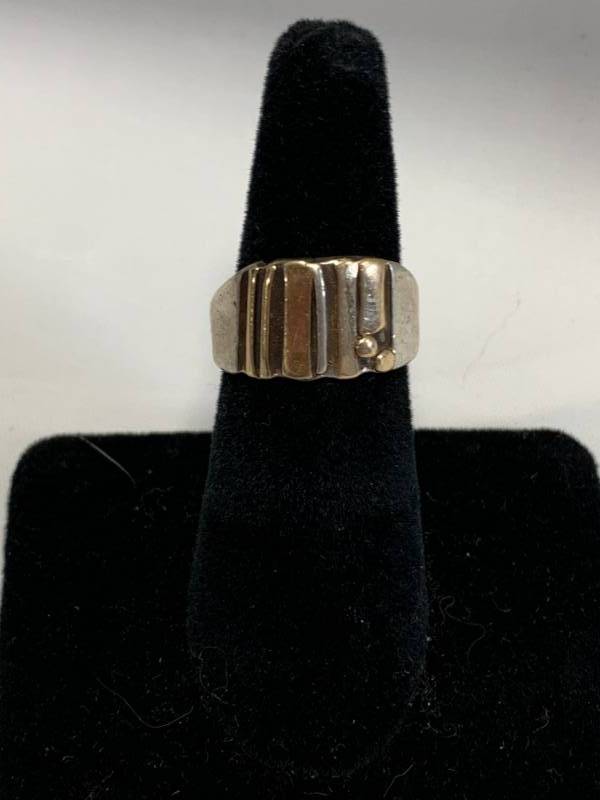 lot 3 image: Vintage 14kt Gold & .925 Silver Ring (13 oz approx weight)