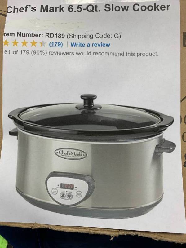lot 12 image: Chefs Mark 6.5 Quart Slow Cooker Crock Pot